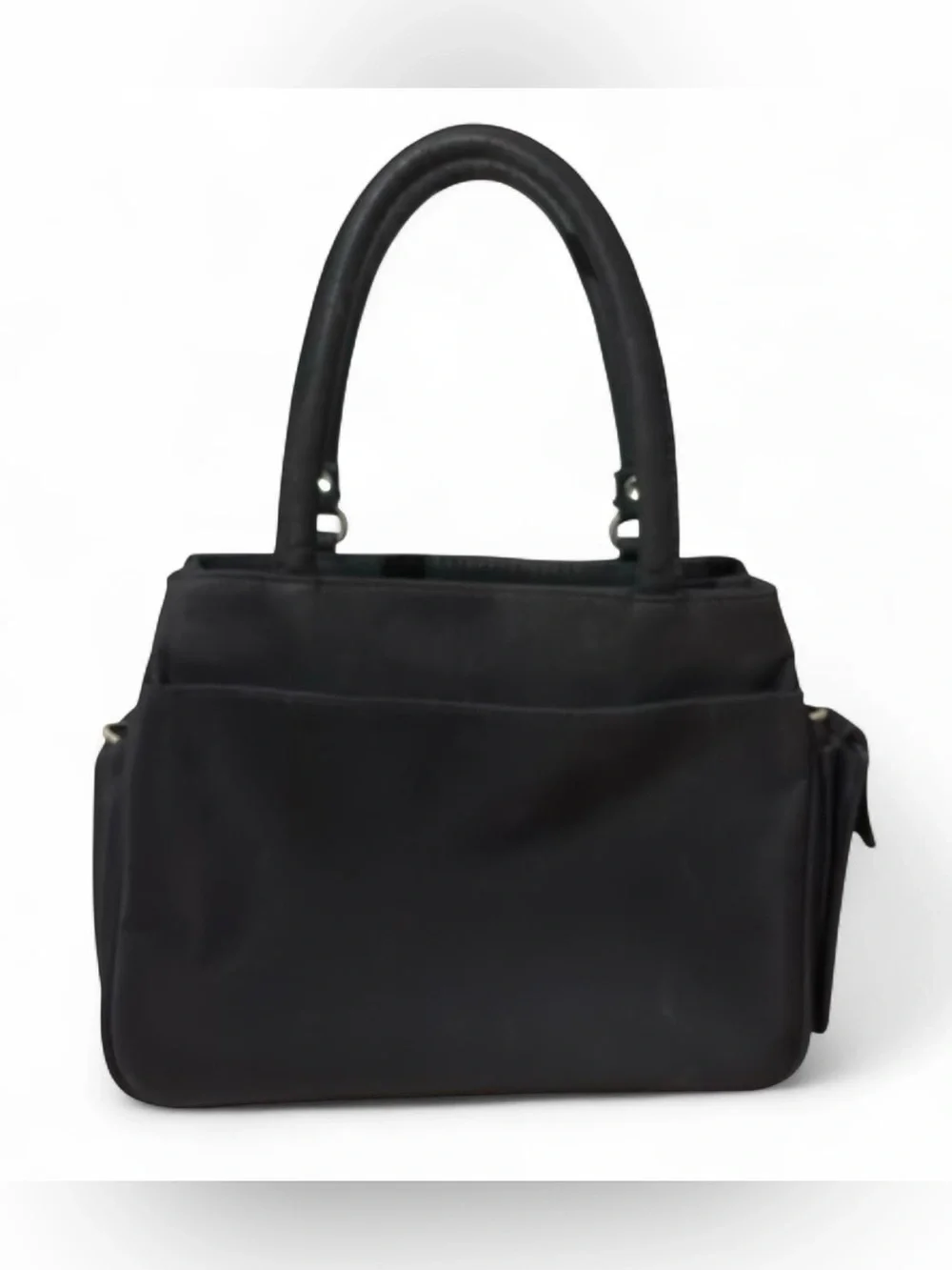 Y2K Vintage Black Double-Pocket Small Top Handle Handbag Purse